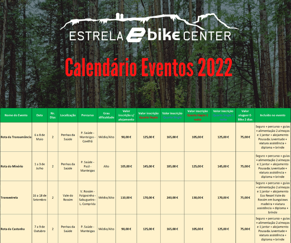 Estrela E-Bike Center Apresenta Calendário De Eventos 2022 Na Serra Da Estrela