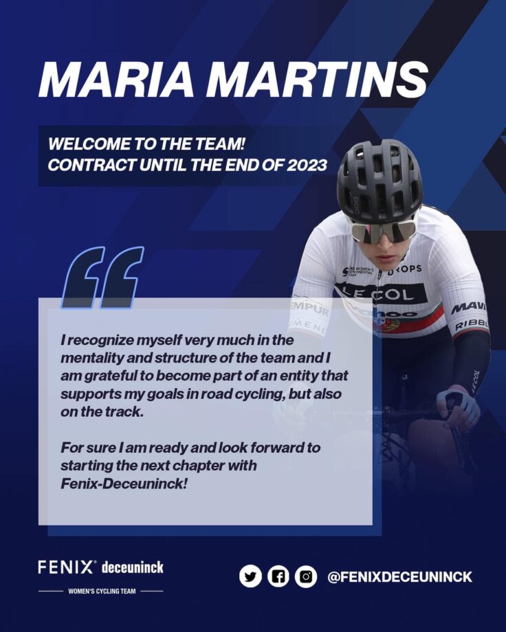 Maria Martins é a primeira portuguesa no WorldTour pela mão da Fenix-Deceuninck