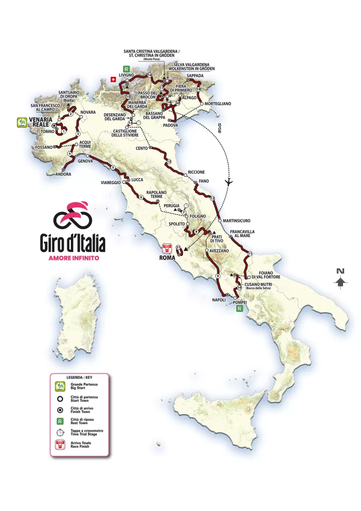 Revelado o percurso do Giro d’Italia 2024